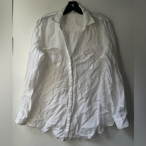 Gerard Darel Linen Khaki Button Down Shirt Blouse